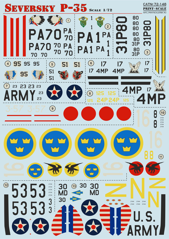 1/72 Seversky P-35 (wet decals)