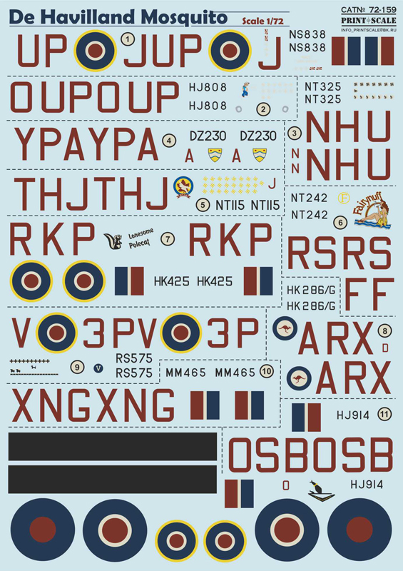 1/72 De Havilland Mosquito (wet decals)