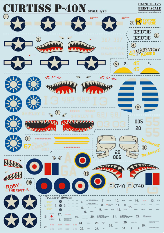 1/72 Curtiss P-40 (wet decals)