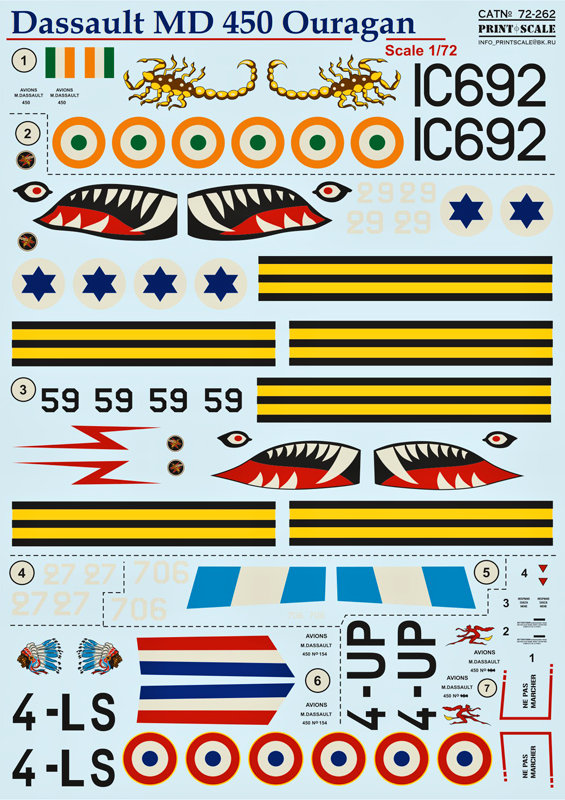 1/72 Dassault MD 450 Ouragan (wet decals)