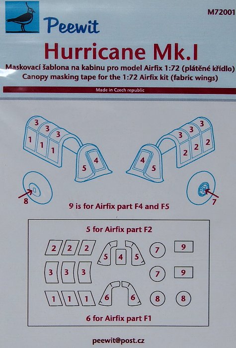 1/72 Canopy mask Hurricane Mk.I fabric wing (AIRF)