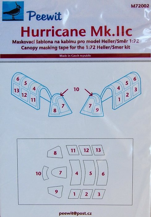 1/72 Canopy mask Hurricane Mk.IIc (SMER/HELL)