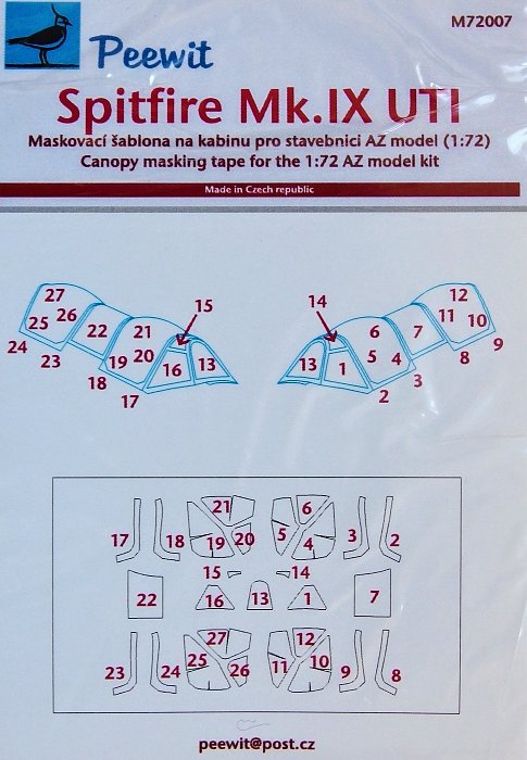 1/72 Canopy mask Spitfire Mk.IX UTI (AZ MODEL)