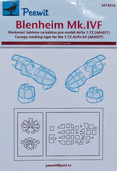 1/72 Canopy mask Blenheim Mk.IVF (AIRFIX)