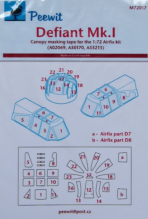 1/72 Canopy mask Defiant Mk.I (AIRFIX)