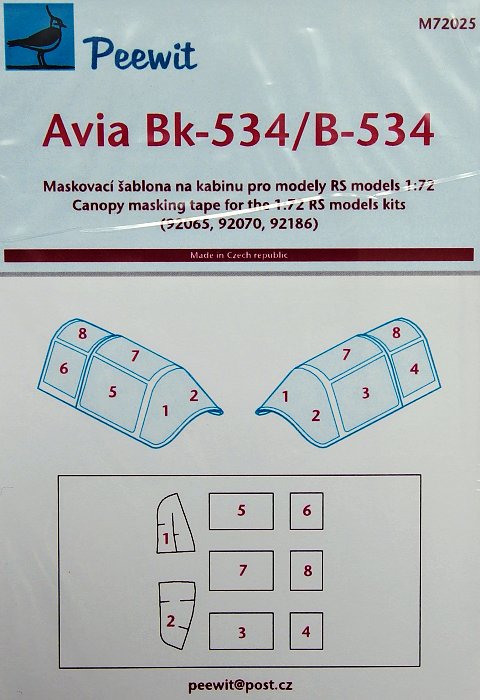 1/72 Canopy mask Avia Bk-534/B-534 (RS MODEL)