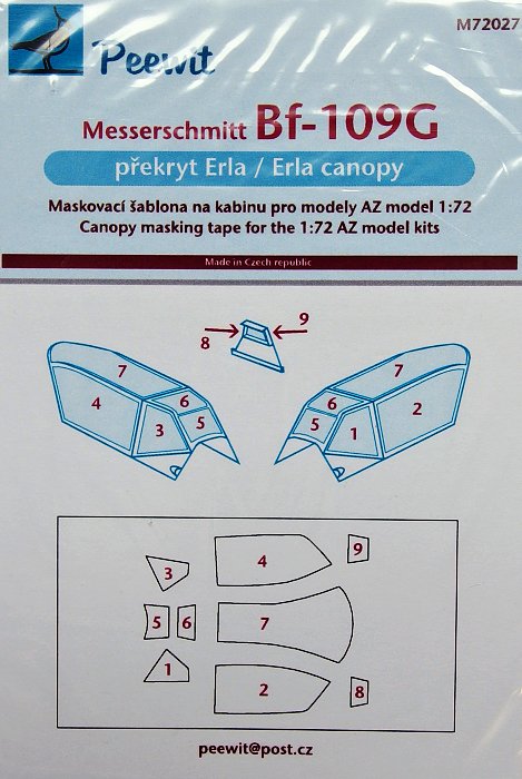 1/72 Canopy mask Bf-109G Erla (AZ MODEL)