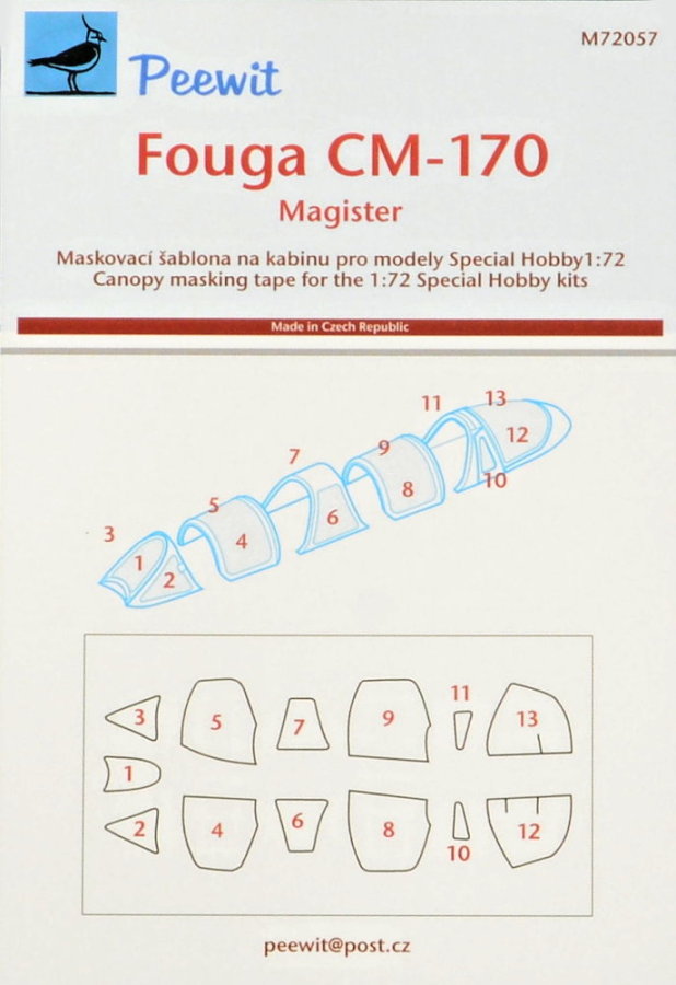 1/72 Canopy mask Fouga CM-170 Magister (SP.HOBBY)