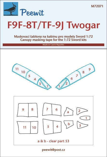 1/72 Canopy mask F9F-8T/TF-9J Twogar (SWORD)