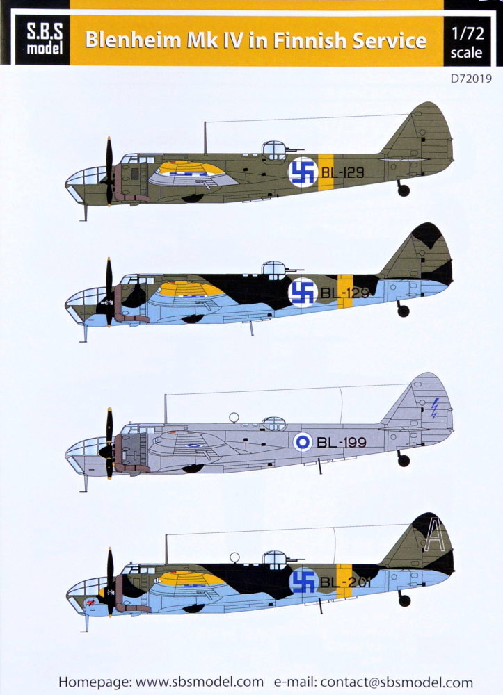 1/72 Decal Blenheim Mk.IV in Finnish service