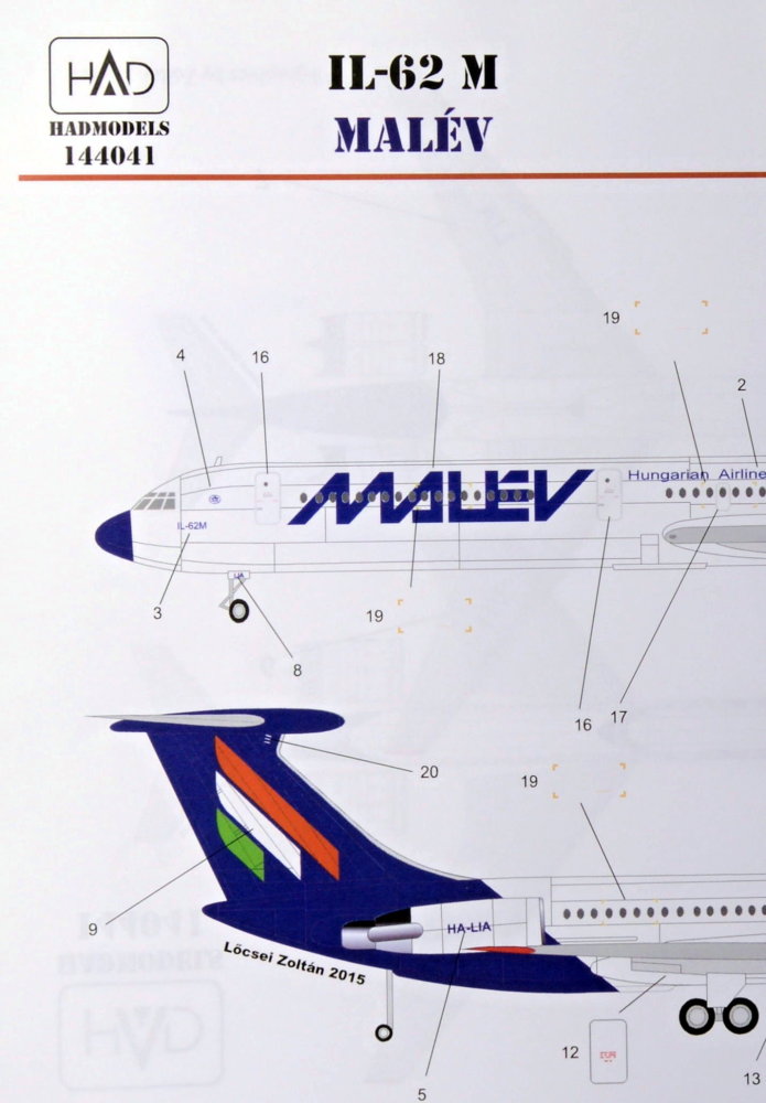 1/144 Decal IL-62M MALÉV