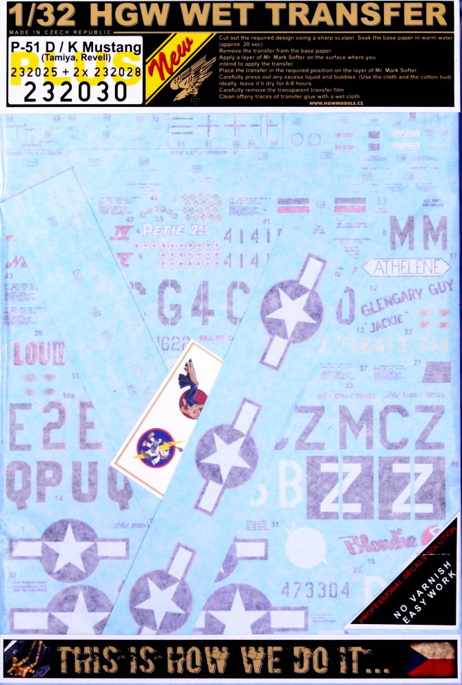 1/32 Decals & stencils P-51 D/K Mustang (TAM, REV)