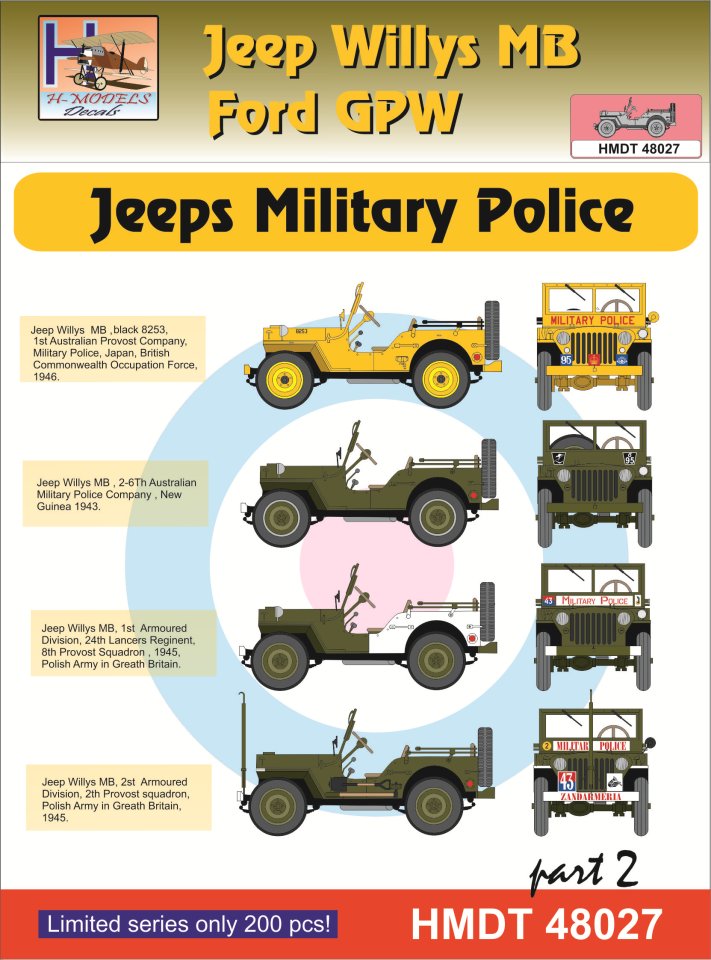 1/48 Decals J.Willys MB/Ford GPW Military Police 2