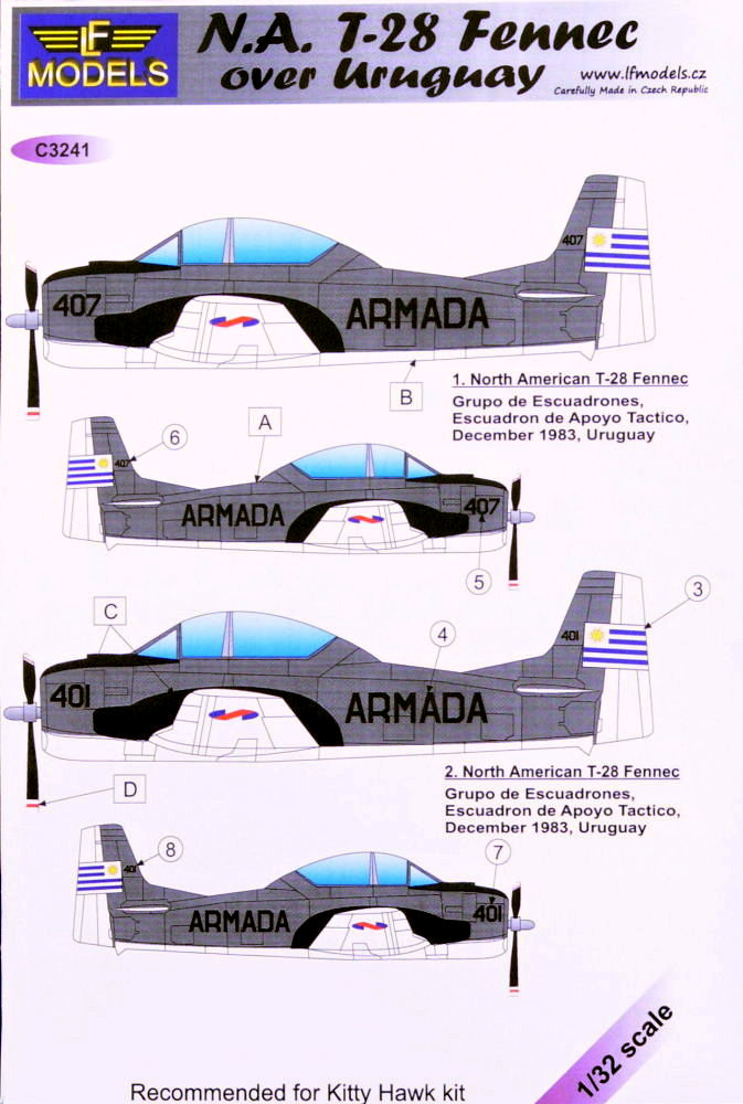 1/32 Decals N.A. T-28 Fennec over Uruguay