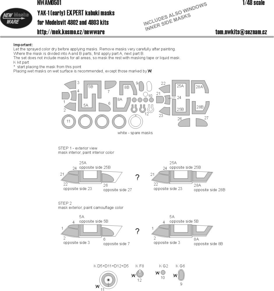 1/48 Mask YAK-1 (early) EXPERT (MSVIT 4802/4803)