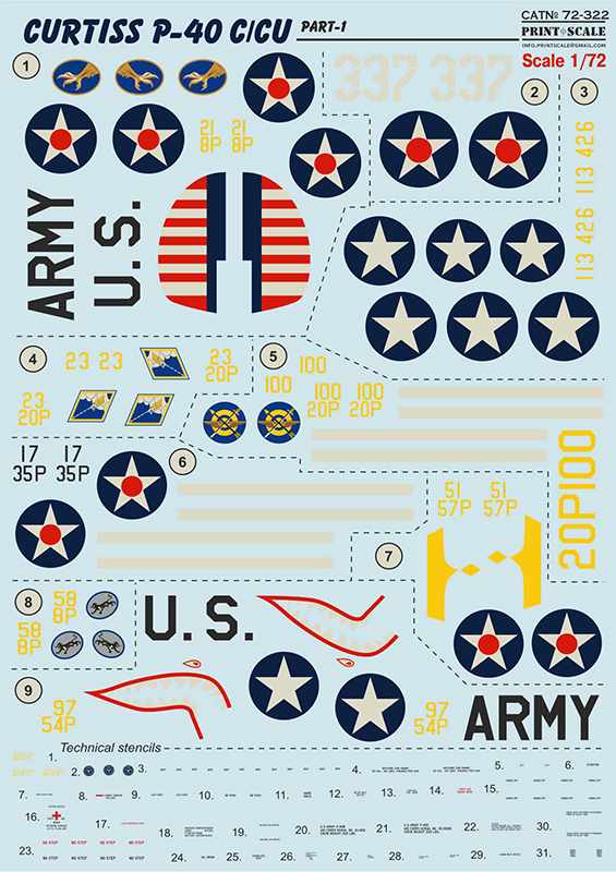 1/72 Curtiss P-40 C/CU - part 1 (wet decals)