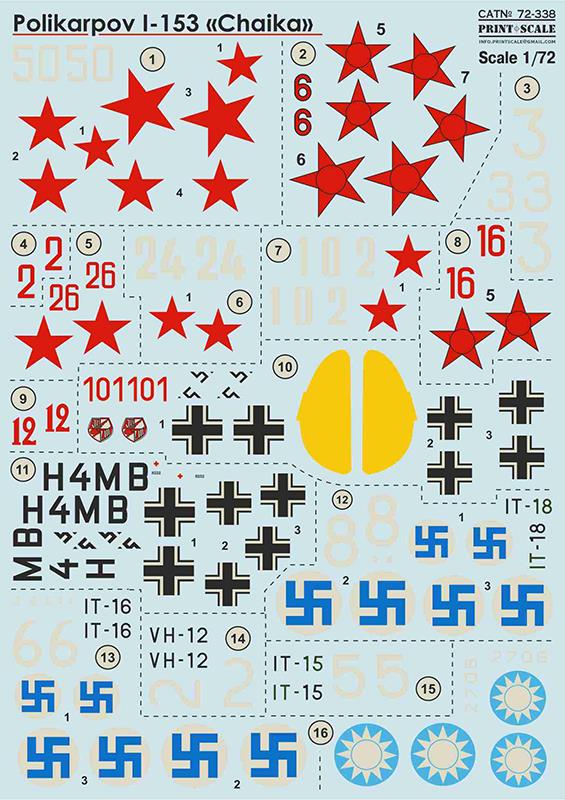 1/72 Polikarpov I-153 'Chaika' (wet decals)