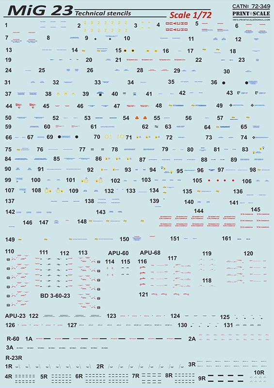 1/72 MiG-23 Technical stencils
