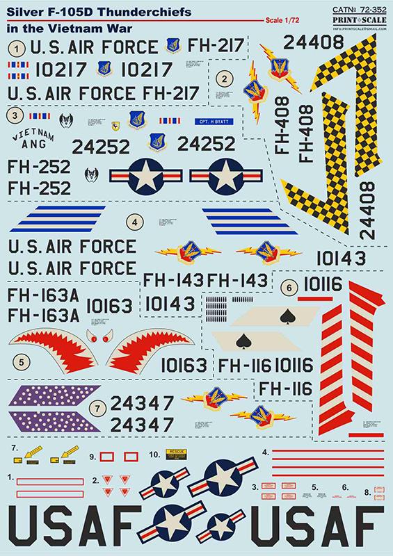 1/72 Silver F-105D Thunderchiefs (wet decals)