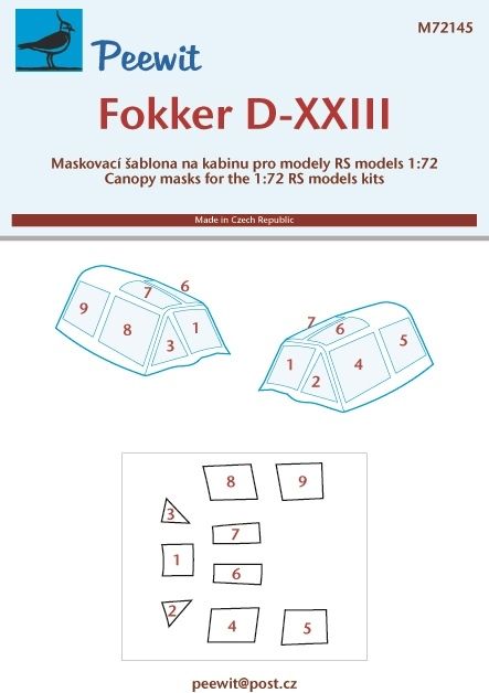 1/72 Canopy mask Fokker D-XXIII (RS MODEL)