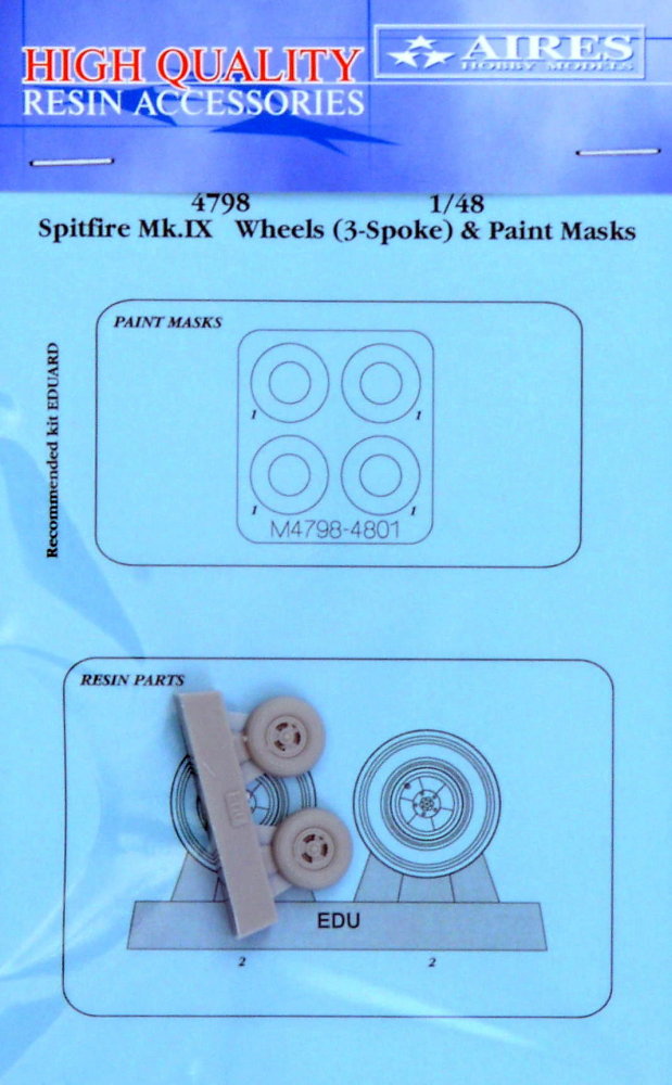 1/48 Spitfire Mk.IX wheels (3-spoke) & paint masks