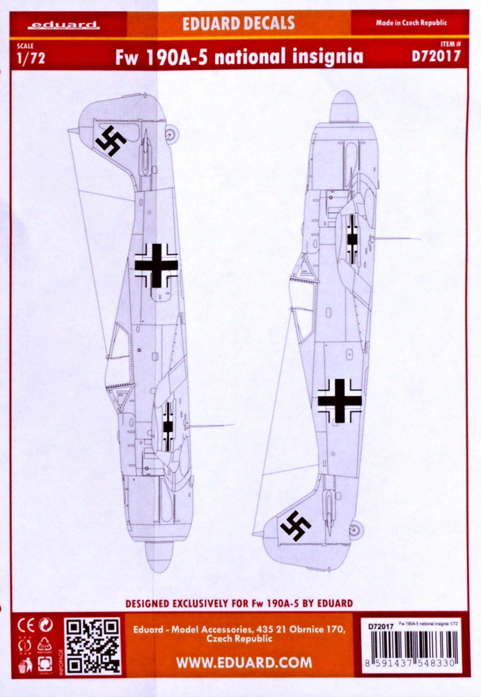 Decals 1/72 Fw 190A-5 national insignia (EDU)