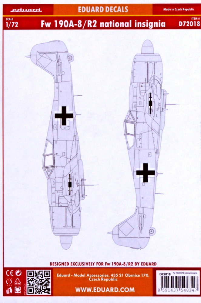 Decals 1/72 Fw 190A-8/R2 national insignia (EDU)