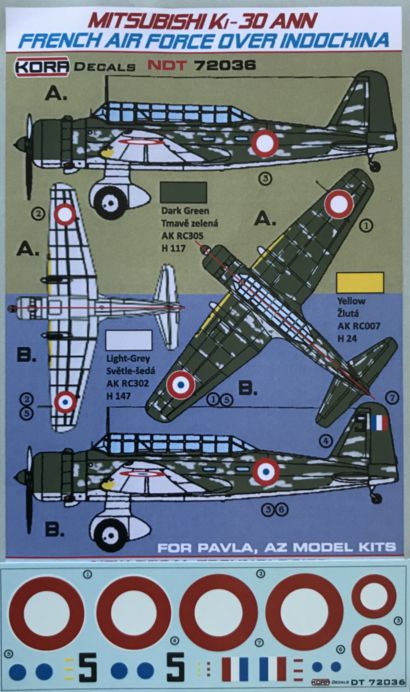 1/72 Decals Mitsubishi Ki-30 Ann Fr.AF - Indochina