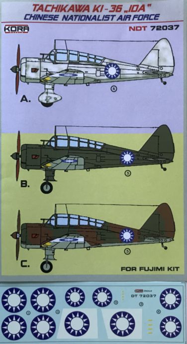 1/72 Decals Tachikawa Ki-36 Ida Chinese Nation. AF