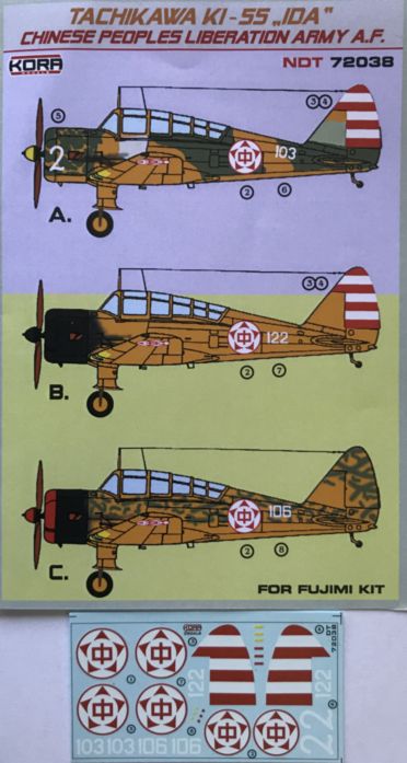 1/72 Decals Tachikawa Ki-55 Chinese P.Liber.Army