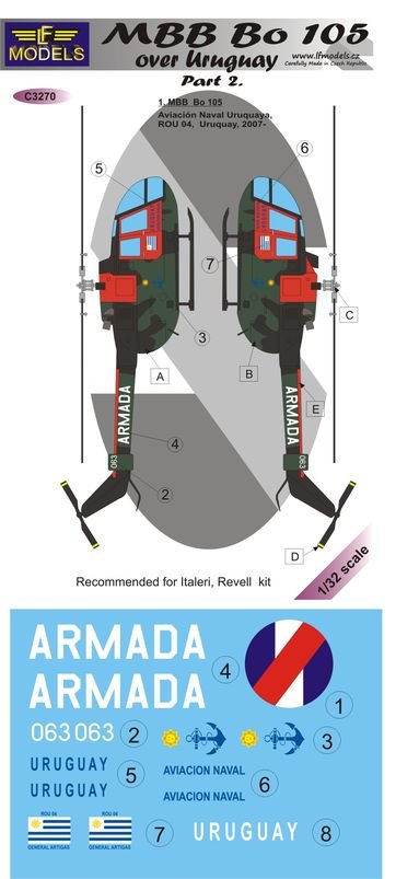 1/32 Decals MBB Bo 105 over Uruguay (ITA/REV) Pt.2