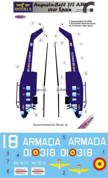 1/32 Decals Augusta Bell 212 ASW over Spain (REV)