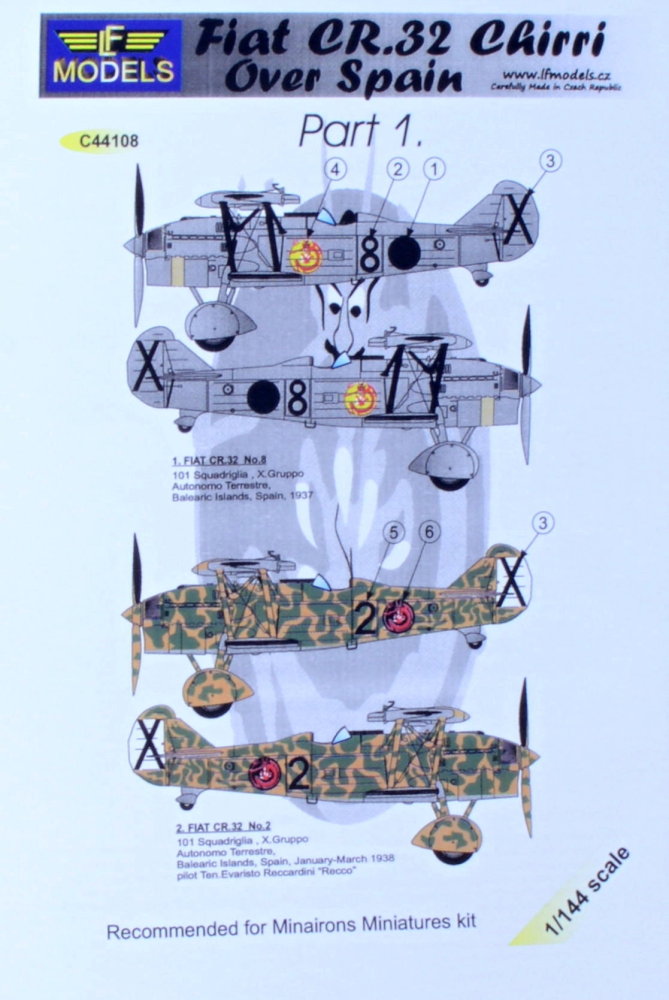 1/144 Decals Fiat CR.32 Chirri Over Spain