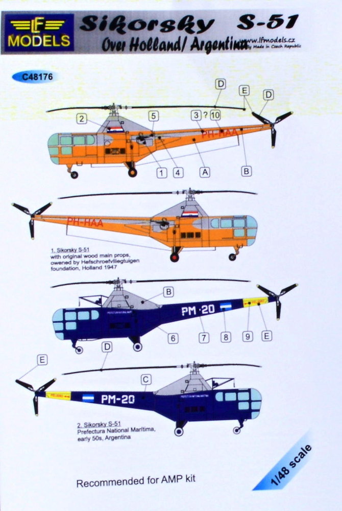 1/48 Decals Sikorsky S-51 over Holland/Argentina