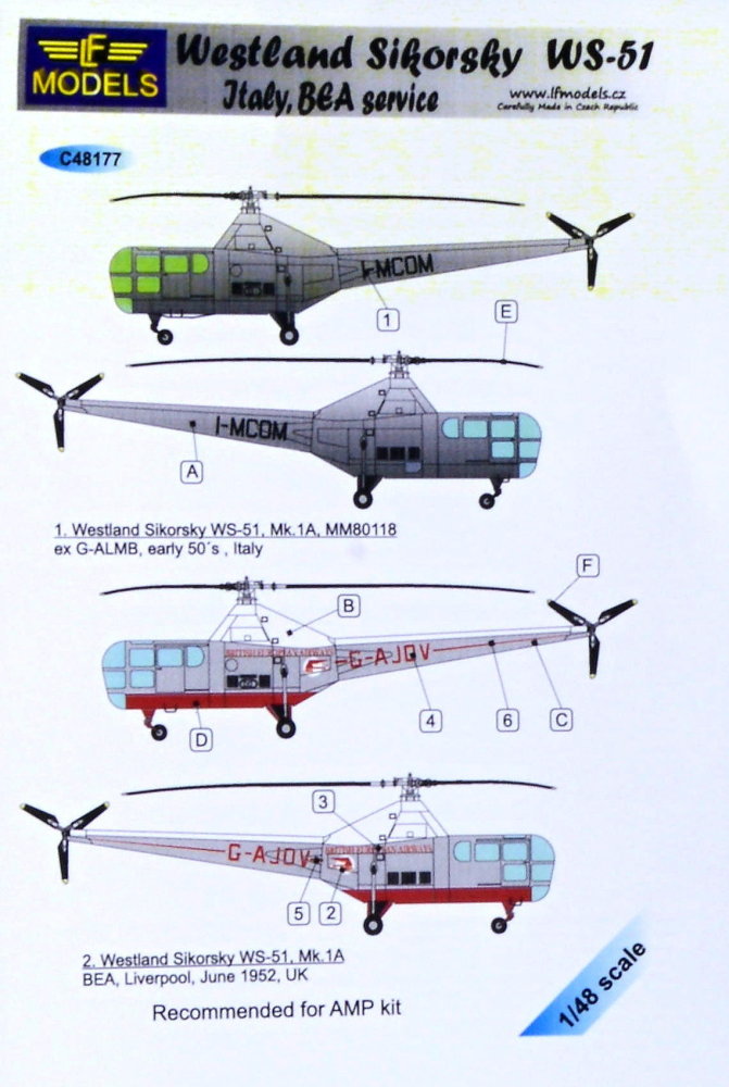 1/48 Decals Westland Sikorsky WS-51 (Italy, BEA)