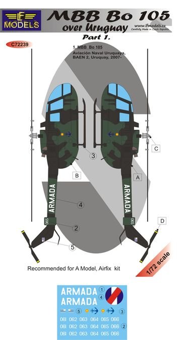 1/72 Decals MBB Bo 105 over Uruguay (AMOD) Part 1