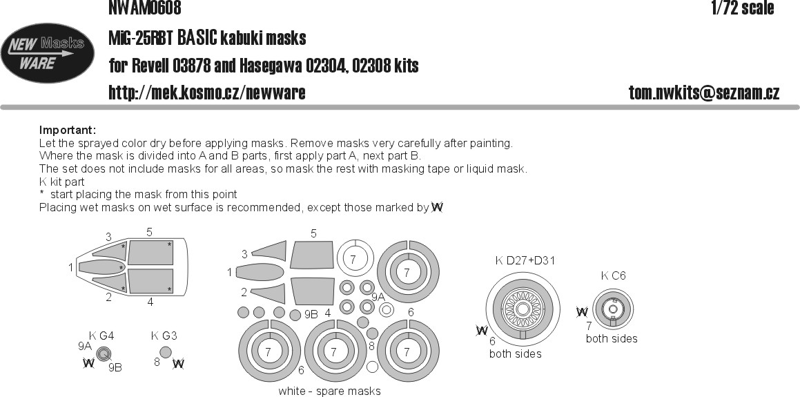 1/72 Mask MiG-25RBT BASIC (REV 03878, HAS 02304)