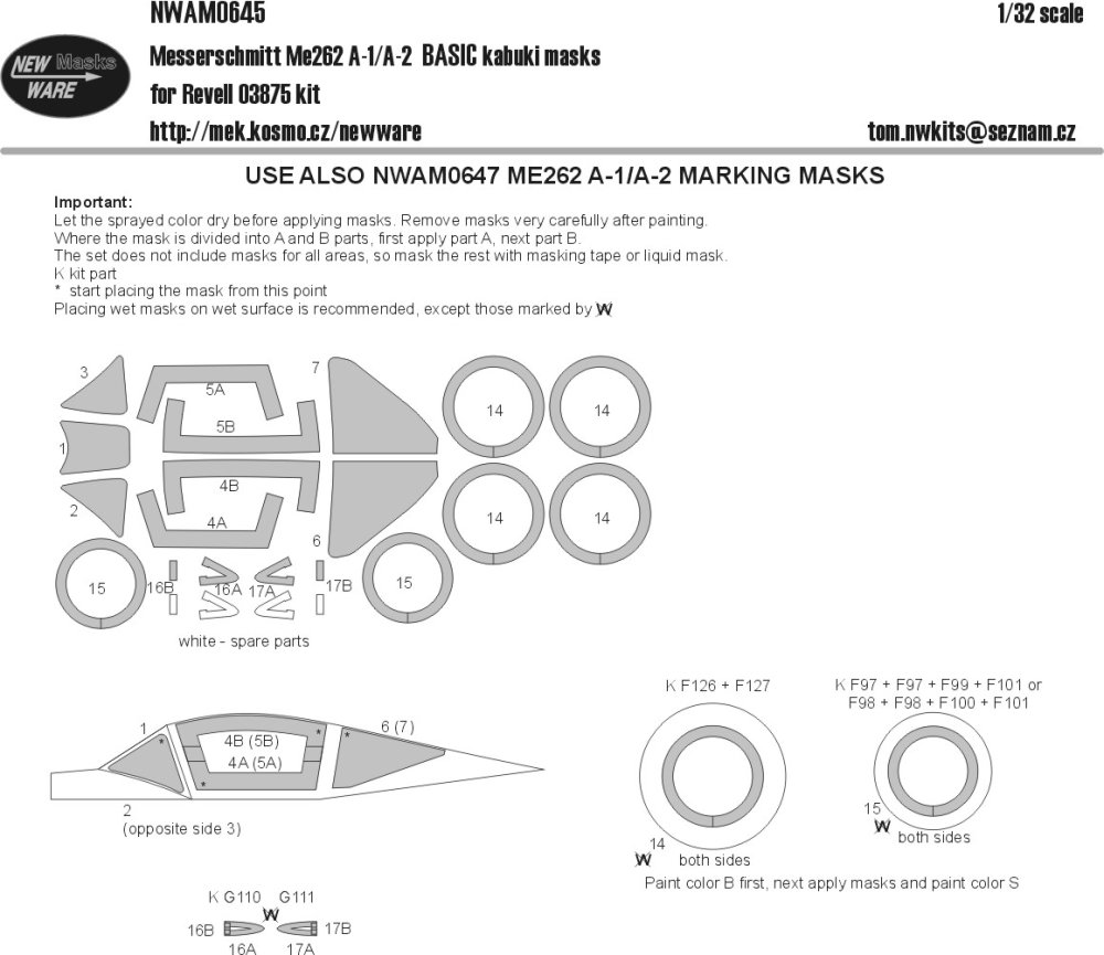 1/32 Mask Me262 A-1/A-2 BASIC (REV 03875)