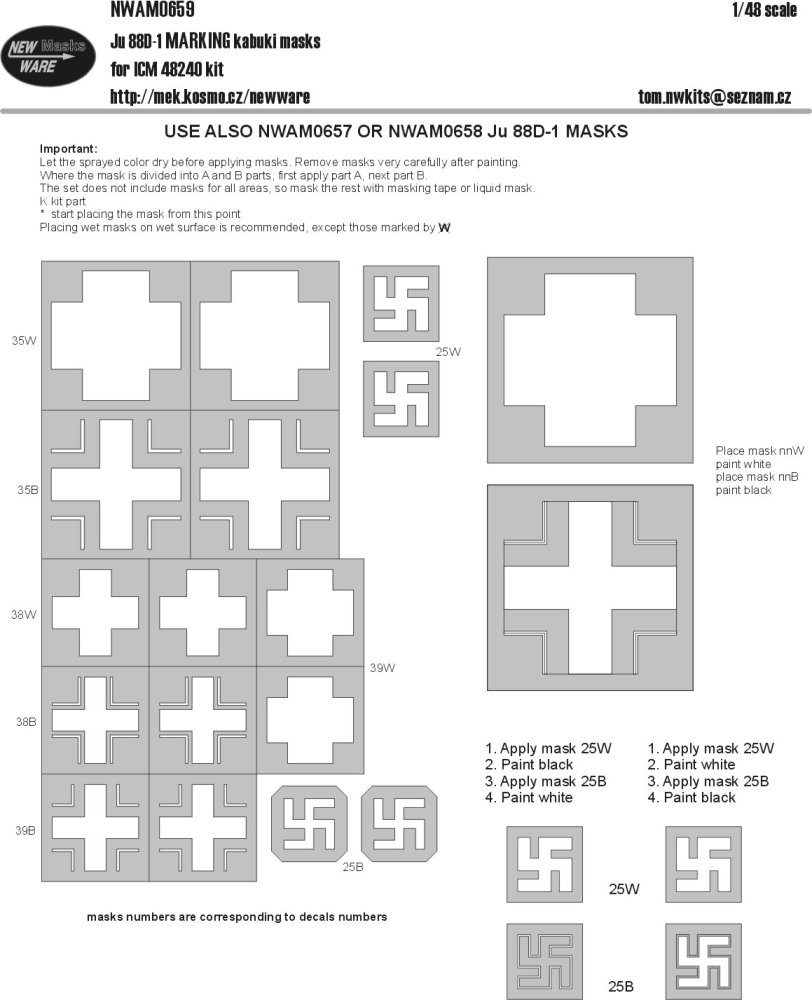 1/48 Mask Junkers Ju 88D-1 MARKING (ICM 48240)