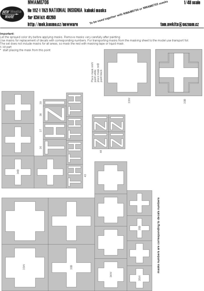 1/48 Mask He-111 Z-1 THZI Nat.Insignia (ICM 48260)