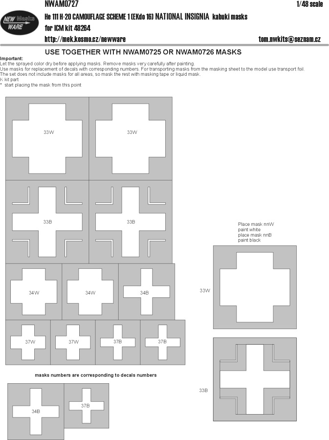 1/48 Mask He 111 H-20 NAT.INSIGNIA (ICM) Pt.1