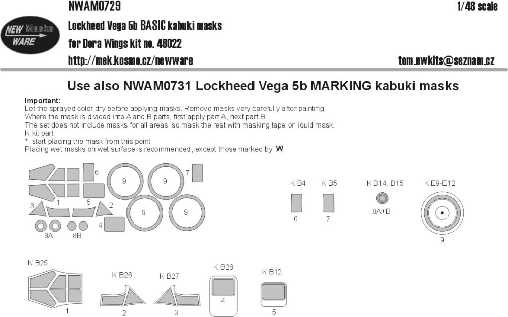 1/48 Mask Lockheed Vega 5b BASIC (DORA W.)