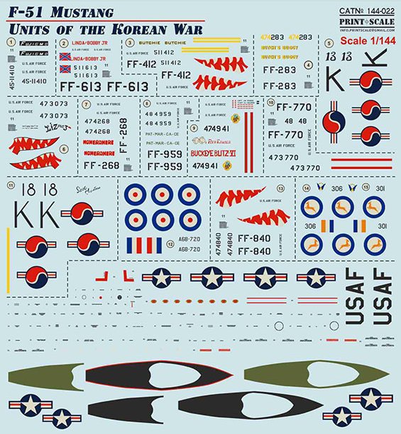 1/144 F-51 MUSTANG in Korean War (wet decals)