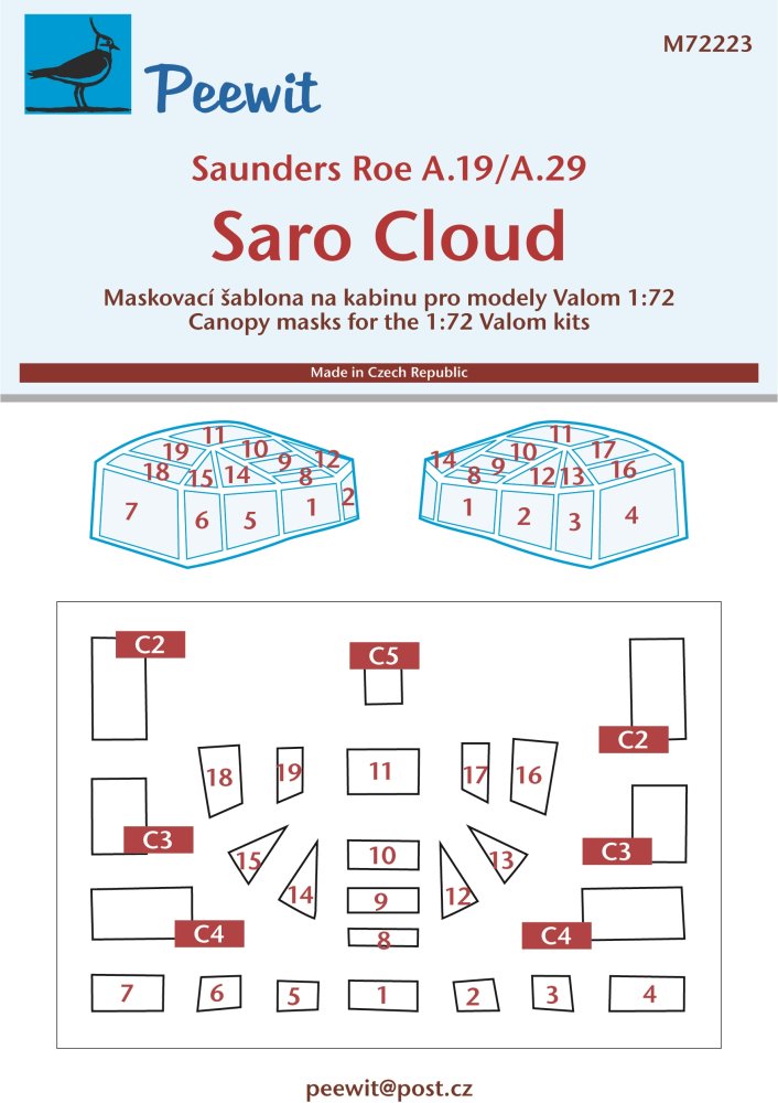 1/72 Canopy mask Saunders Roe A.19/A.29 (VALOM)