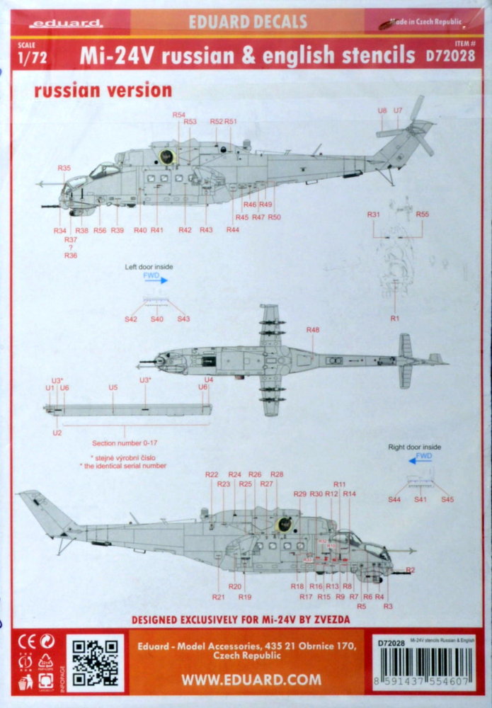 1/72 Decals Mi-24V stencils Russian&English (ZVE)