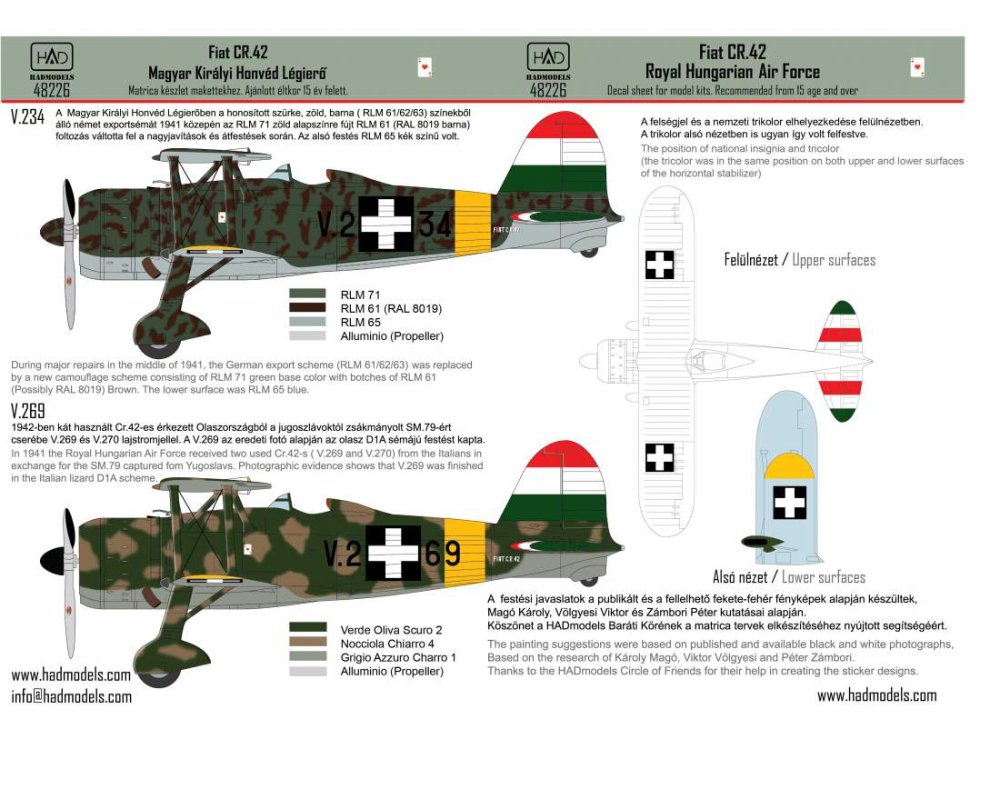 1/48 Decal Fiat CR.42 Royal Hungarian AF Part 1