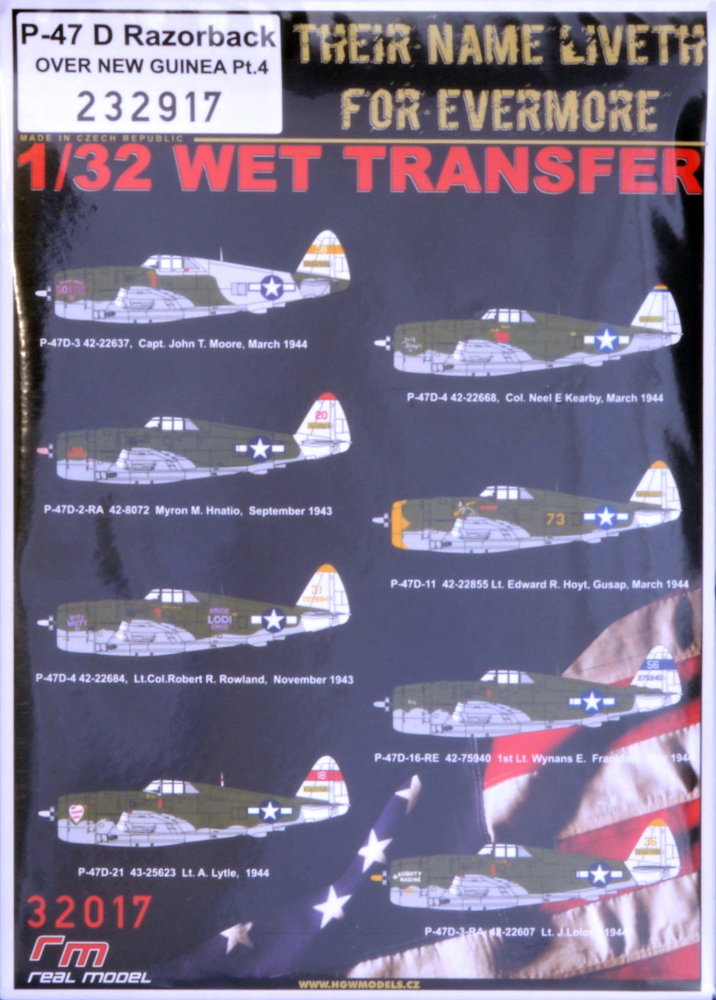 1/32 Decals P-47 D Razorback Over New Guinea Pt.4