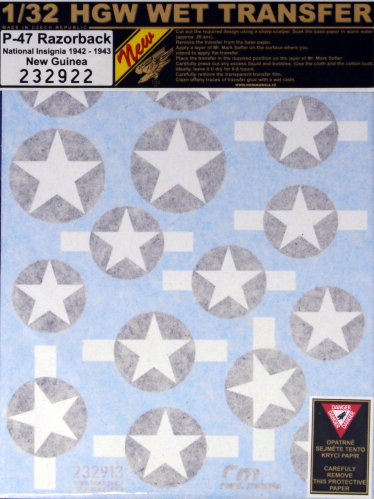 1/32 Decals P-47 D Razorback Nat.Insignia 1942-43