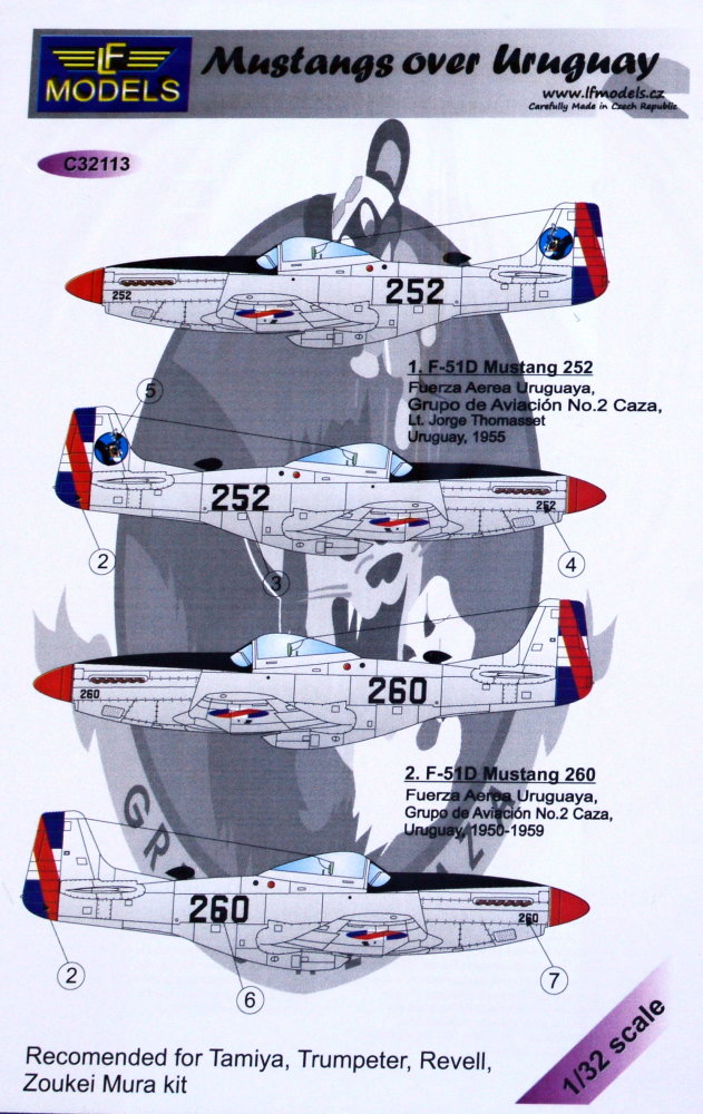 1/32 Decals Mustangs over Uruguay (TAM,TRUMP,REV)