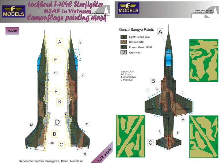 1/32 Mask F-104C USAF in Vietnam Camoufl.painting